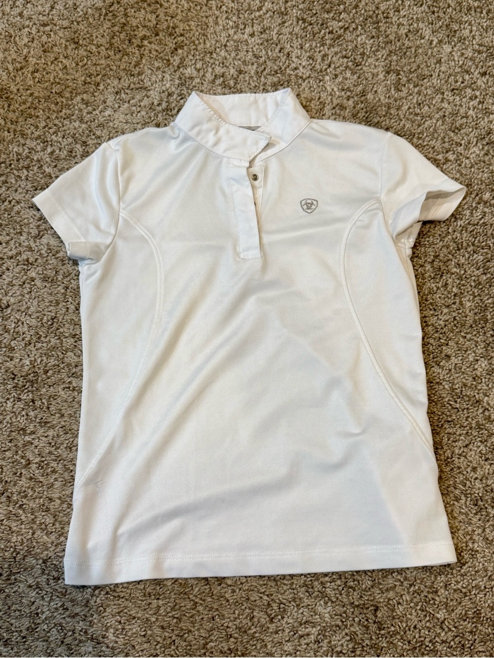 Ariat Girls White Short Sleeve Show Shirt Small - Equestrian Show Shirt